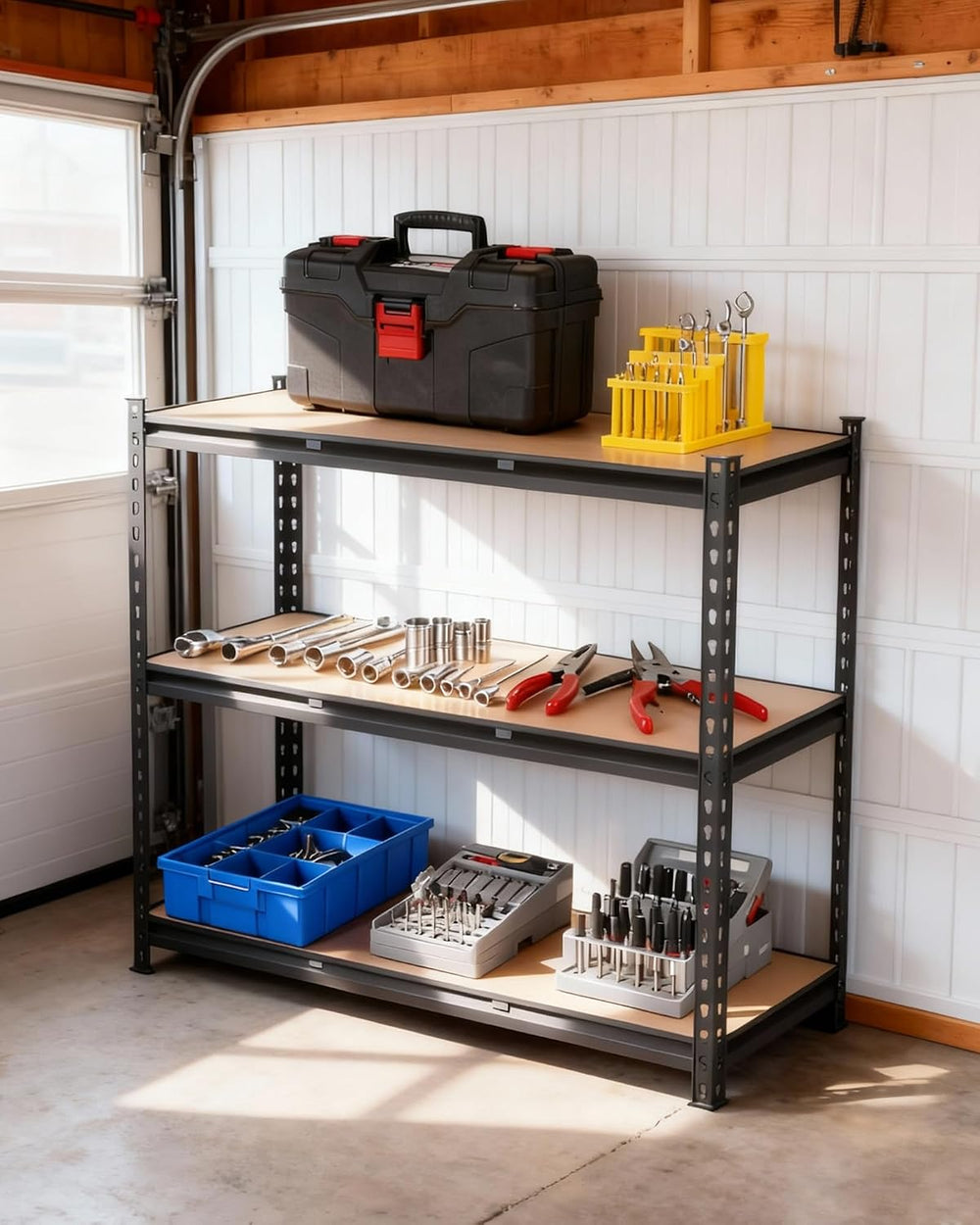 GarveeTech Heavy Duty Garage Shelving Units,3-Tier Adjustable Storage Shelves...