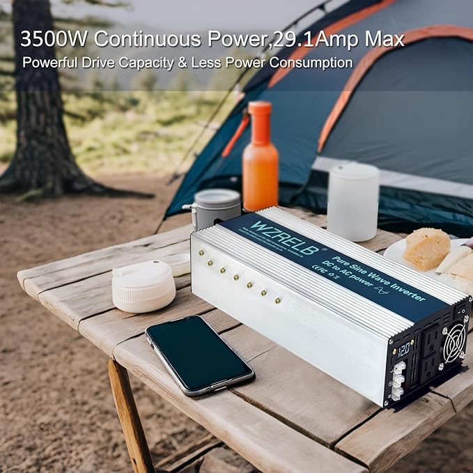 WZRELB 3500W Pure Sine Wave Inverter, Car Power Inverter 36V DC to 110V 120V AC