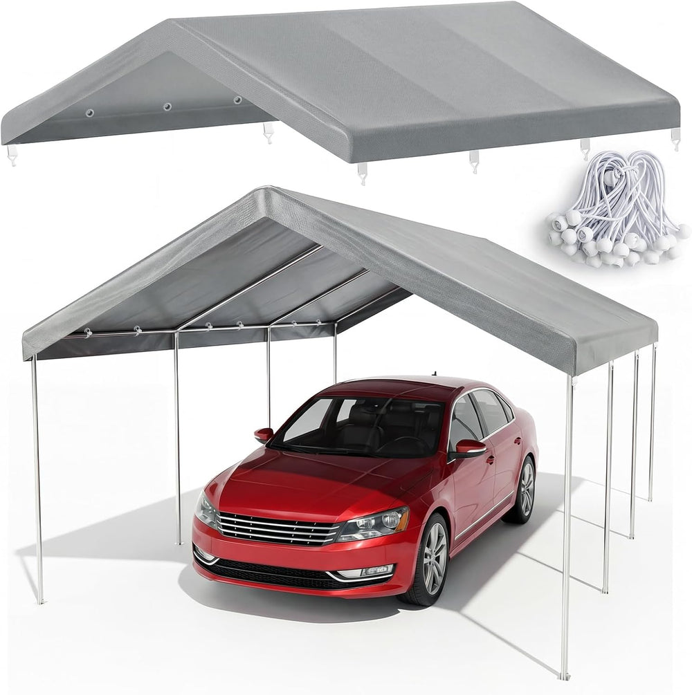 12x20 FT Carport Canopy Replacement Cover, Gray (Only Top Cover)