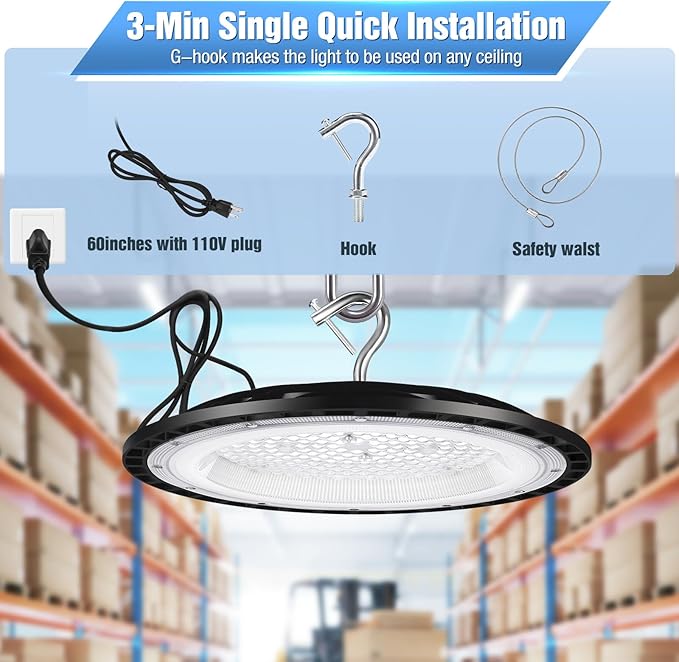 4 Pack 240W UFO Led High Bay Light Fixture, 5000K Daylight Commercial Shop Bay