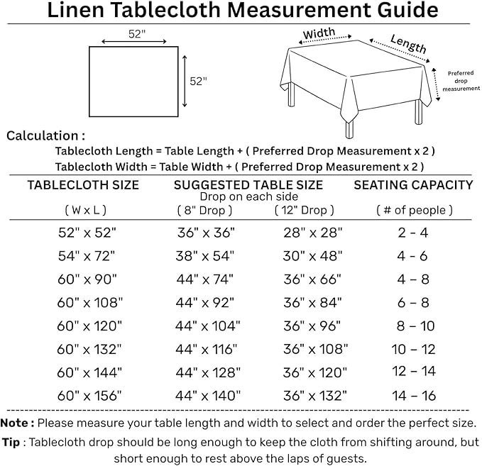 Solino Home Linen White Square Tablecloth 52 x 52 Inch - 100% Pure Linen Tabl...