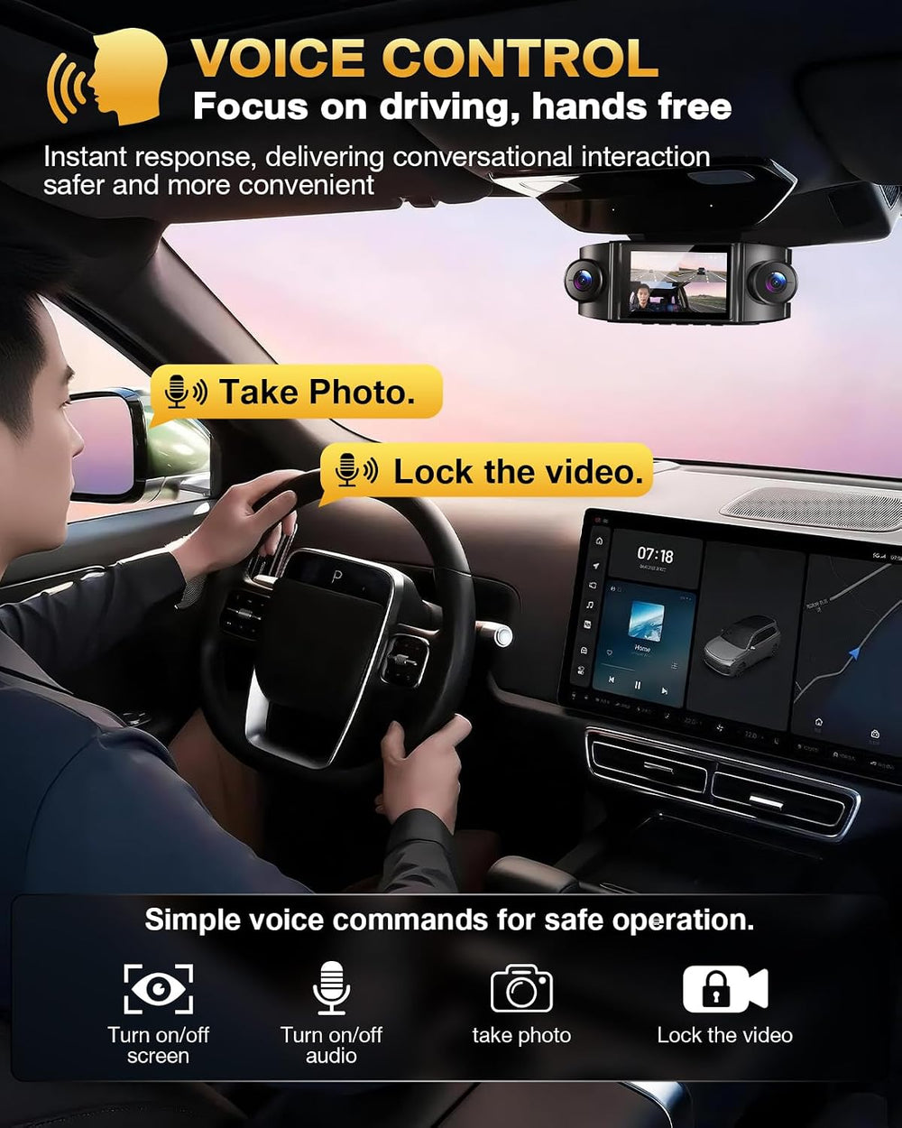 4 Channel 360ยฐ Dash Cam, 4K Front + 1080P Rear/Left/Right, 5GHz WiFi 30MB/s