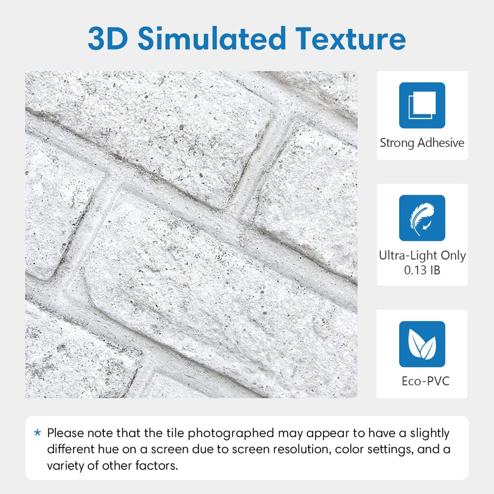 COMSTICKC 3D Faux White Brick Wall Panels Peel and Stick Wall Stickers