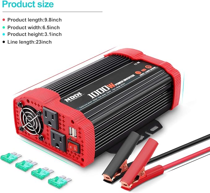 1000W Car Power Inverter, DC 12V to AC 110V Car Inverter