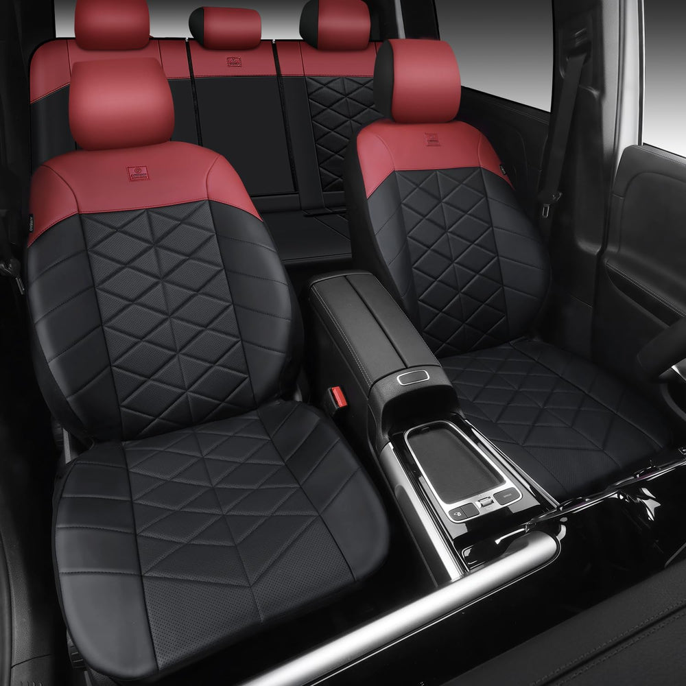 CAR PASS Luxury Memory Foam Leather Seat Covers Full Set, Breathable Perforat...