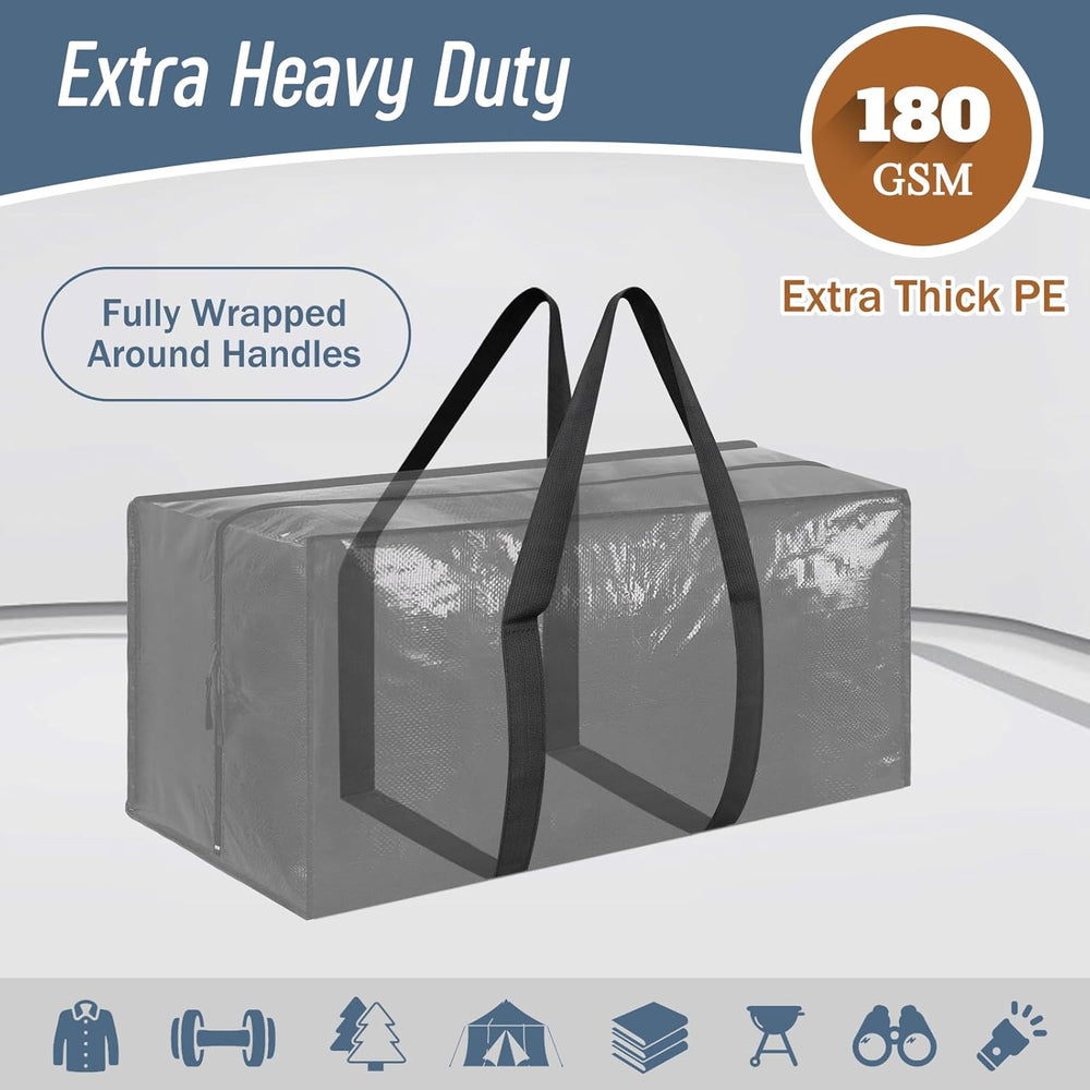 12 Pack Extra Heavy Duty Large Moving Bags with Strong Zipper, Black