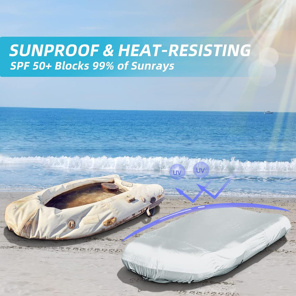 600D Marine Grade Fade and Tear Resistant Dinghy Cover, Silver 10.5'-11.5...