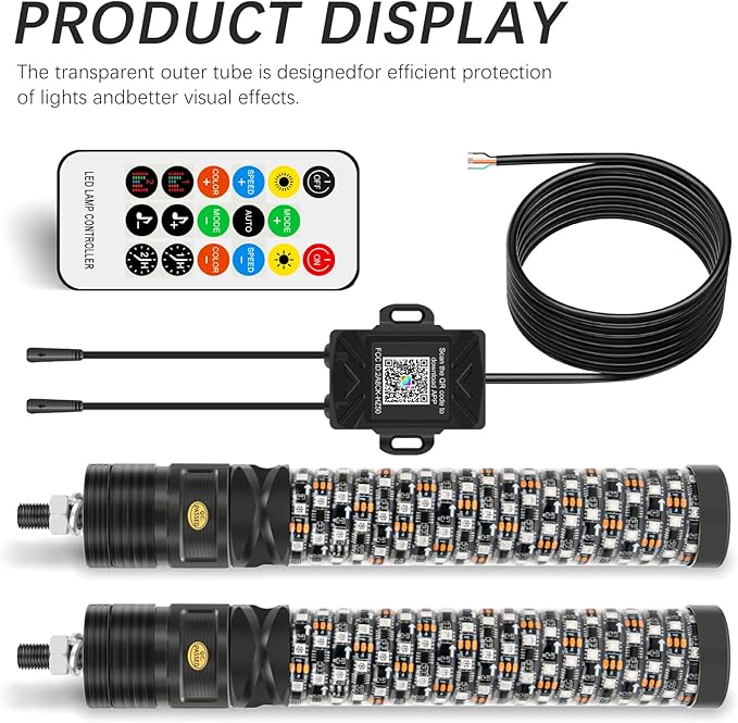 DREAMIZER 2PCS 1FT Fat Spiral Led Whip Lights