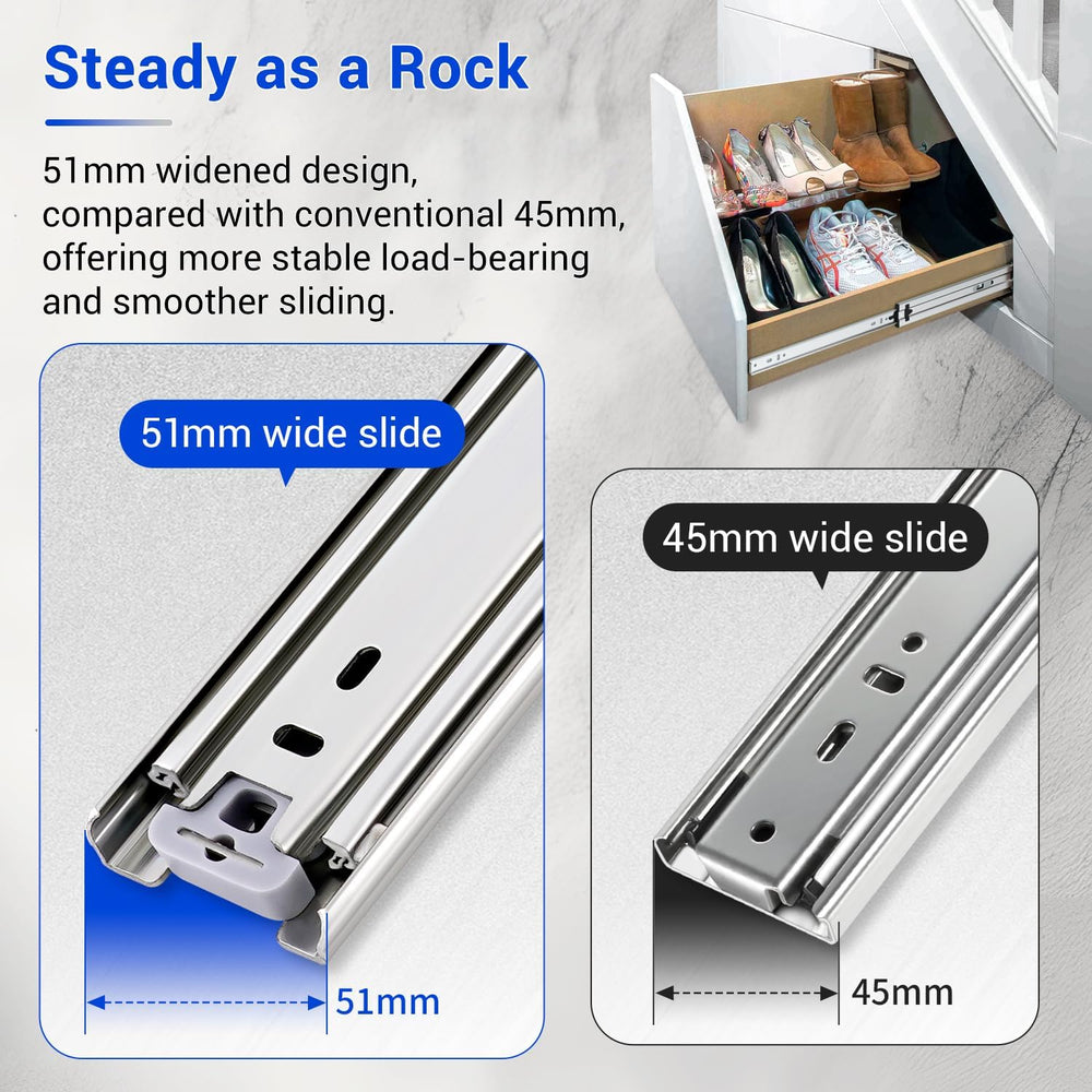 Heavy Duty Drawer Slides Full Extension Side Mount 14 16 18 20 22 24 26 28 30...