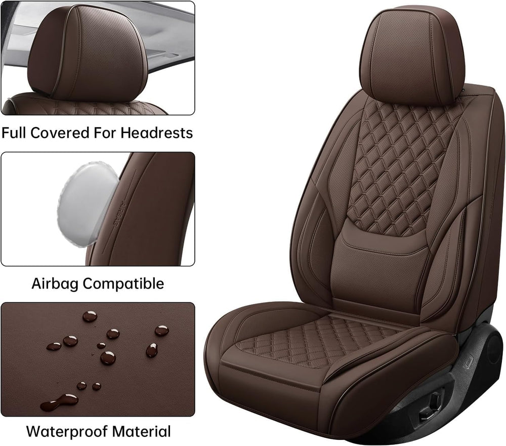 Brown Car Seat Covers Front Seats,Leather Seat Covers for Cars