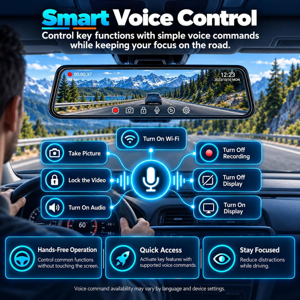 4K+2.5K Rear View Mirror Dual Dash Cam, Voice Control Night Vision WiFi GPS