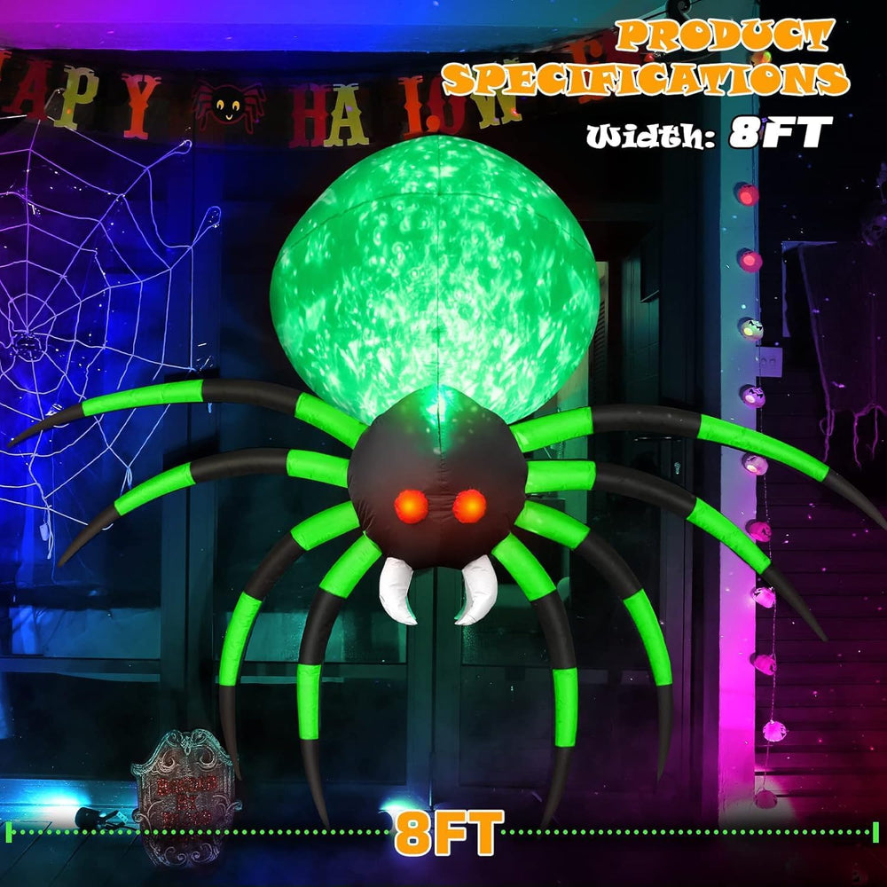 8 FT Halloween Inflatables Spider Outdoor Decorations for Yard, Giant Blow up...