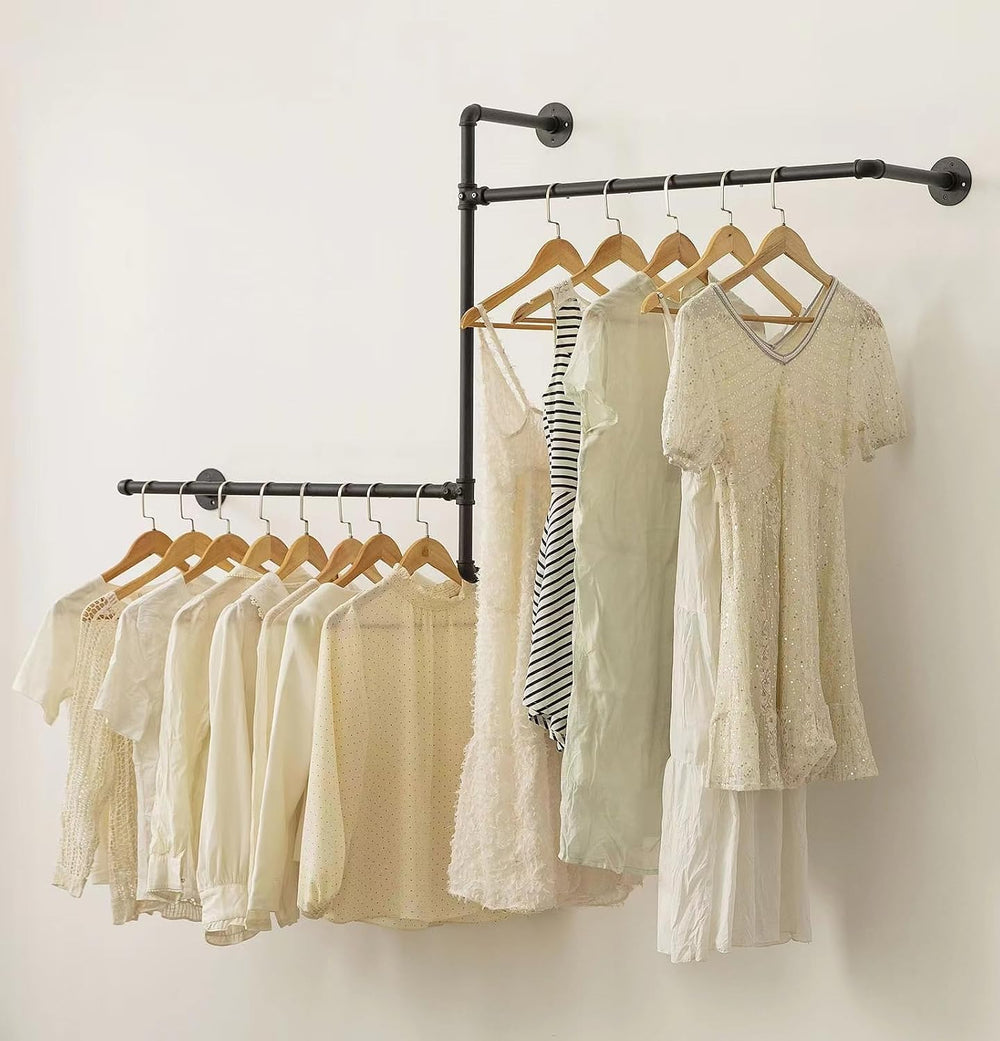 Industrial Pipe Clothing Rack, Wall Clothes Rack, Hanging Rod, Garment Rack