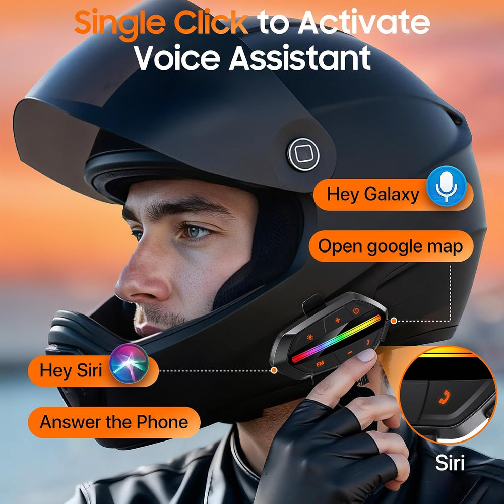 Motorcycle Bluetooth Headset V5.3, Noise Cancelling Helmet Speakers with High...