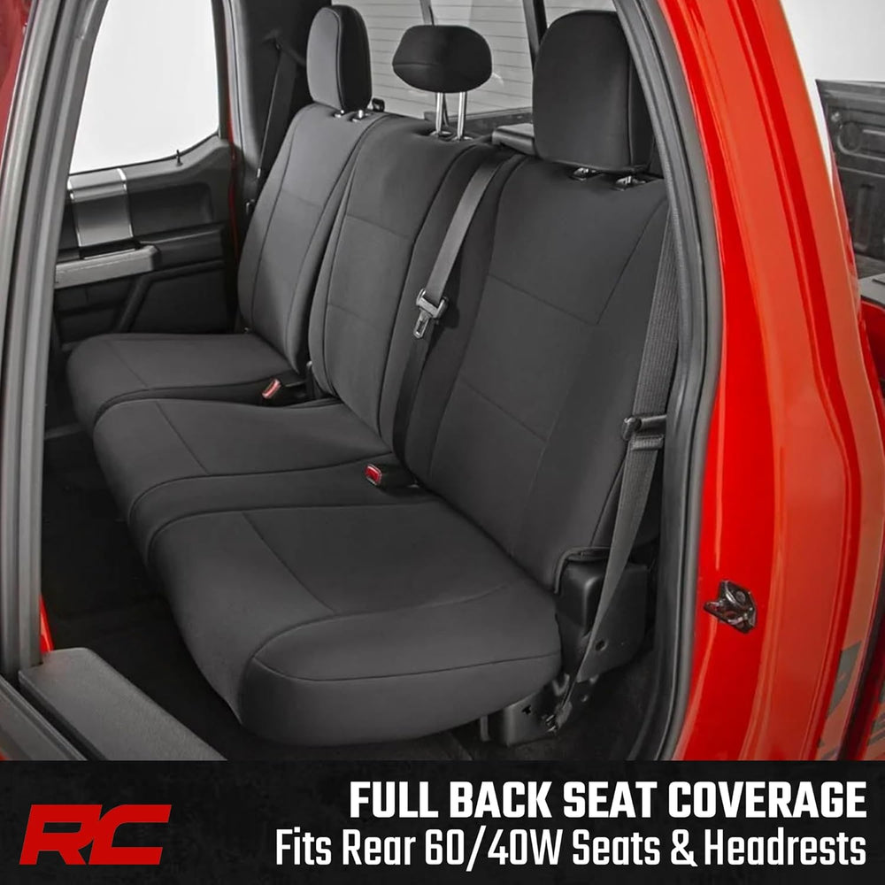 Rough Country Neoprene Front & Rear Seat Covers for Ford F-150, Lightning...
