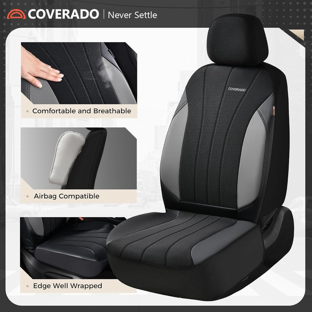 Coverado Automotive Seat Cover Full Set, Front and Rear Seat Covers, Waterpro...