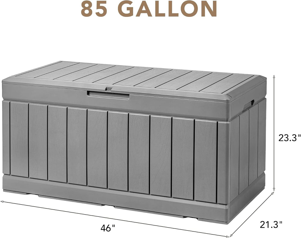 Devoko 85 Gallon Deck Box Lockable Resin Outdoor Storage Box waterproof Outdo...