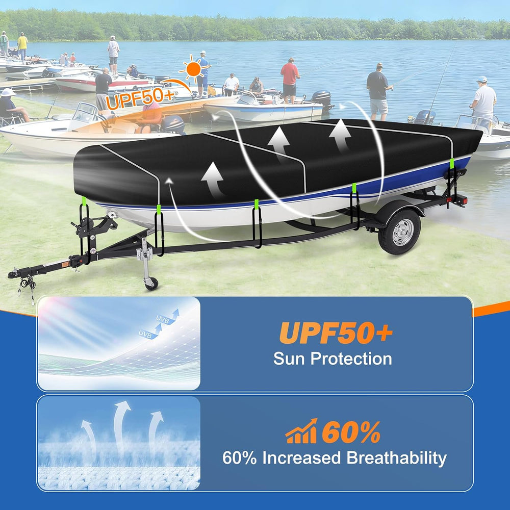 900D Oxford Jon Boat Cover 14-16FT, Waterproof Trailerable