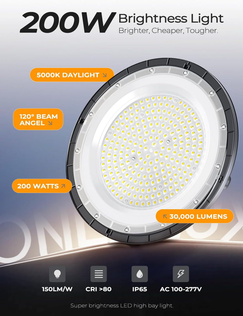 10 Pack 200W UFO LED High Bay Light 30000LM 5000K High Bay Lights