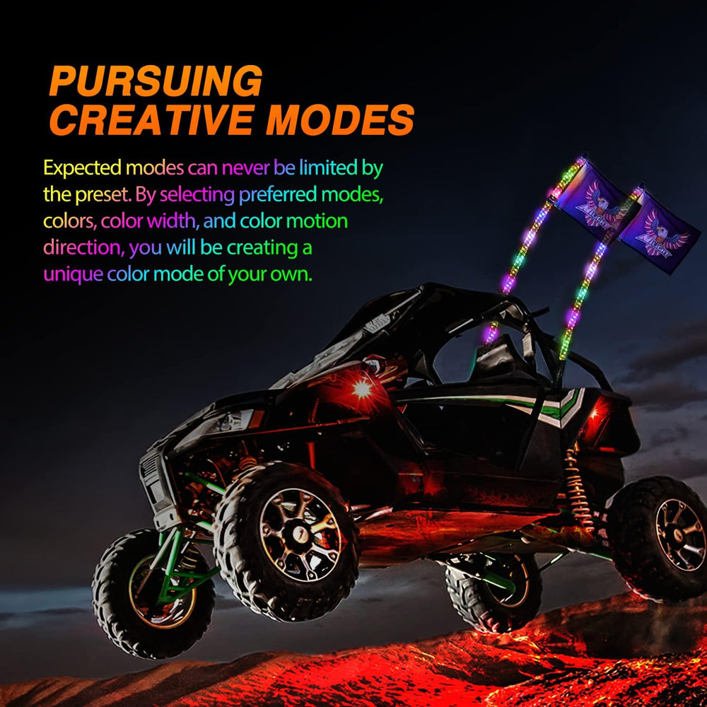 Nilight 2PCS 4FT RGB LED Whip Lights APP & Remote Control, DIY Lighted Whip