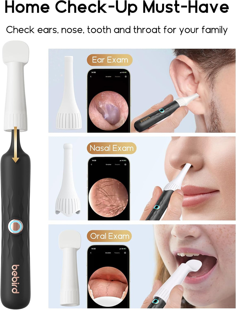 Bebird D39R Ear Wax Removal:Ear Camera with Storage Case &Painless Tweezers