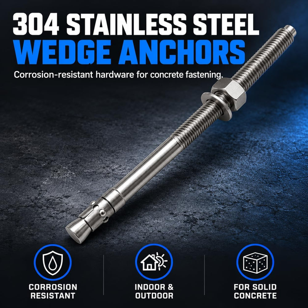 Mighty Fasteners 304 Stainless Steel Wedge Anchors 1/4" X 3-1/2" - ...