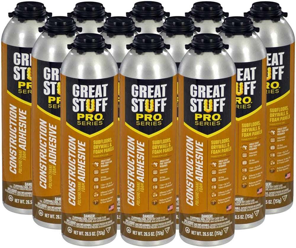 GREAT STUFF PRO Construction Adhesive for Wall & Floor - 26.5oz Polyureth...
