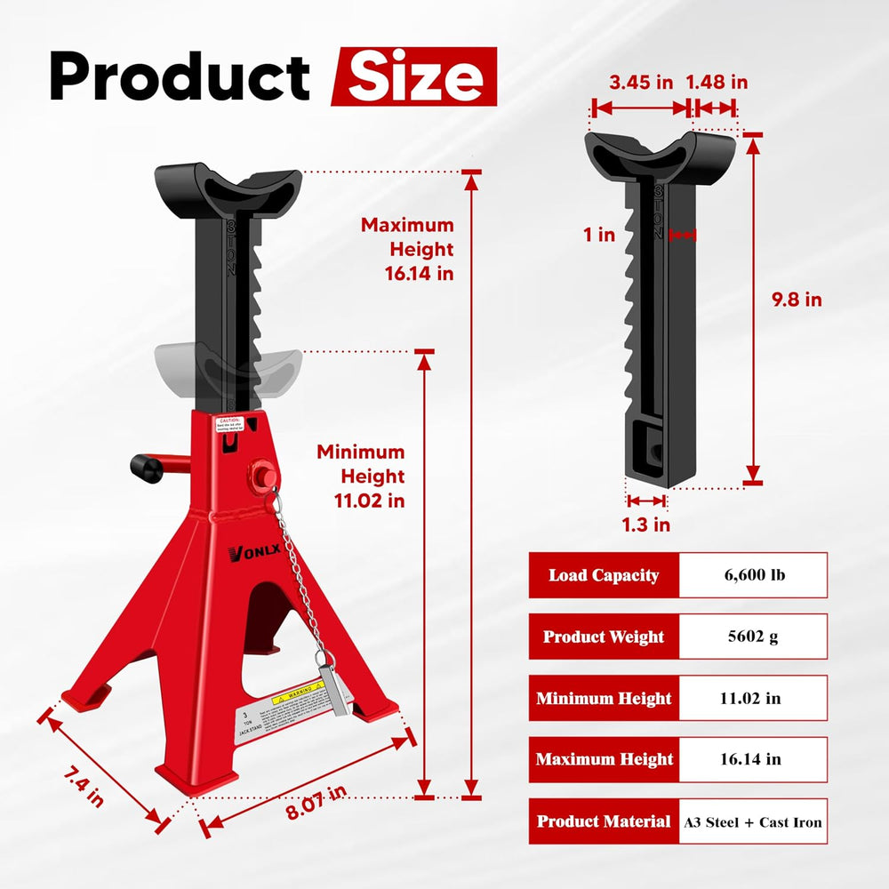 3 Ton Car Jack Stands Adjustable Auto Floor Jackstands with Double Locking an...
