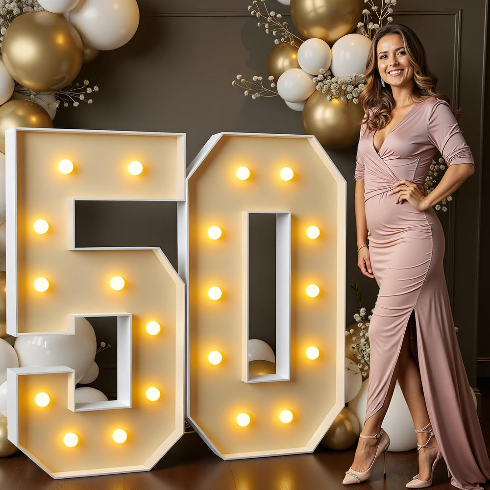 imprsv 50 Marquee Numbers, 4FT Light Up Numbers for 50th Birthday Decor
