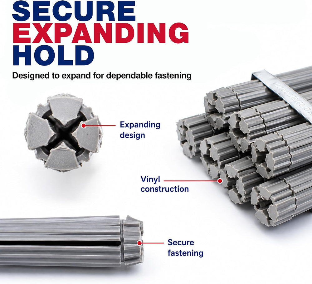 Fastener Basics Vinyl Expanding Anchors, 7/16" x 2-1/2", Pack of 100