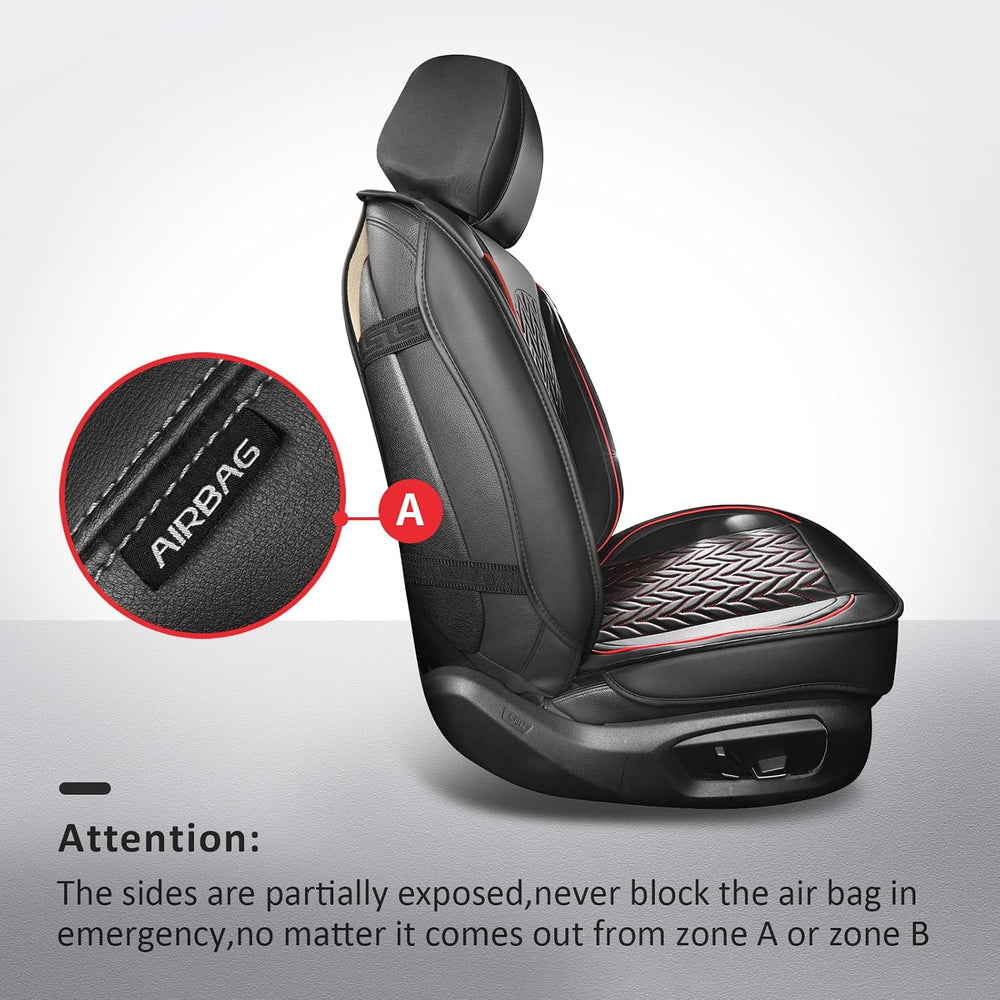 Front Seat Covers, 2PCS Leather Seat Covers Red for SUV Truck Sedan