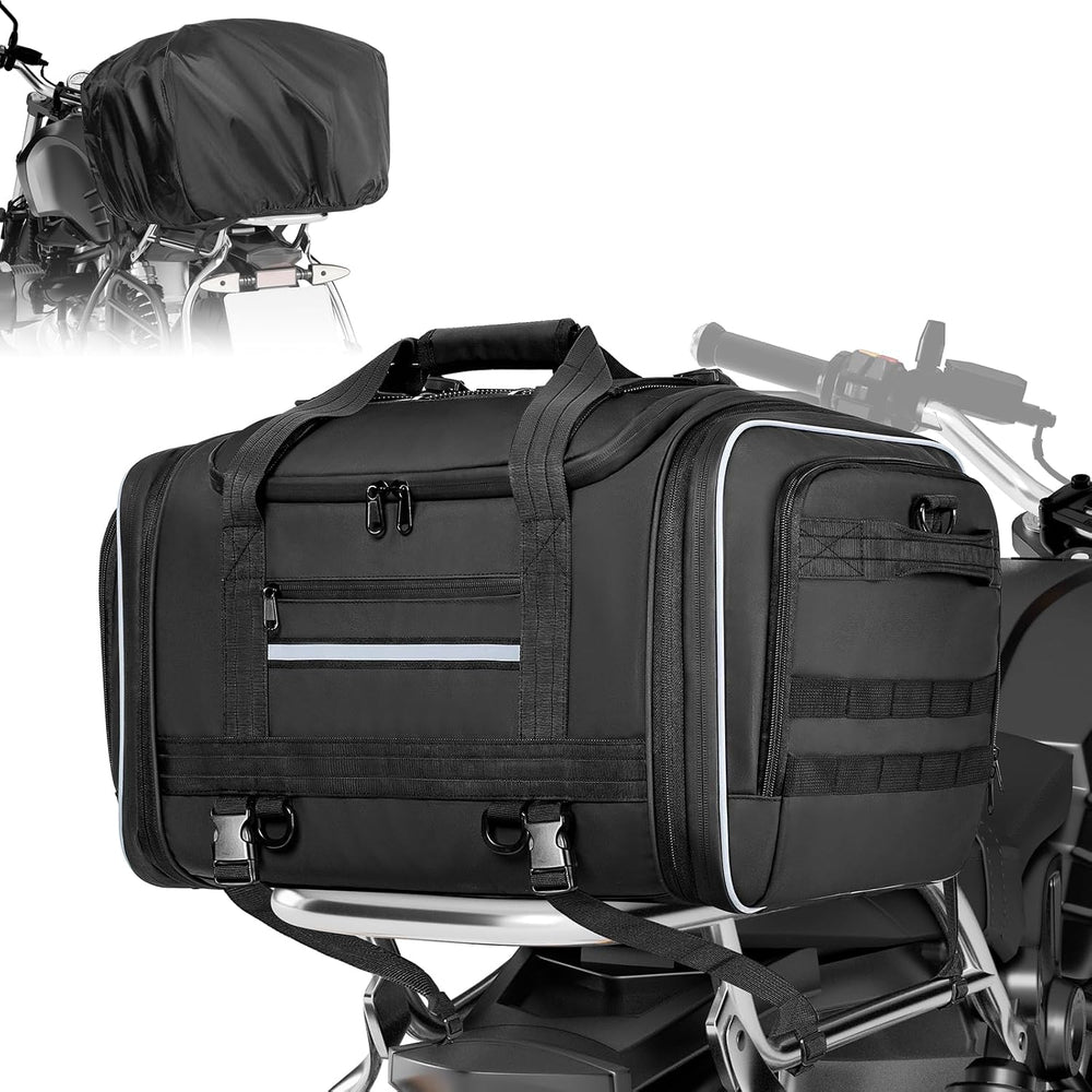 Marscamd Waterproof Motorcycle Tail Luggage Bag, 48L-64L Expandable, a Rain C...