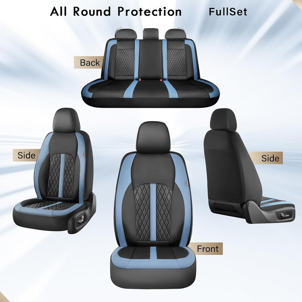 Coverado Universal Leather Seat Covers Full Set for 5 Seats โ Waterproof, Dur...