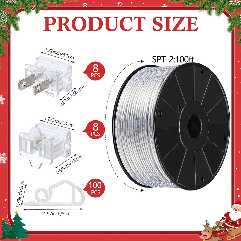 117 Pcs SPT-2 100ft Wire 18 Gauge Wire 2 Conductor with Vampire Plug Clear