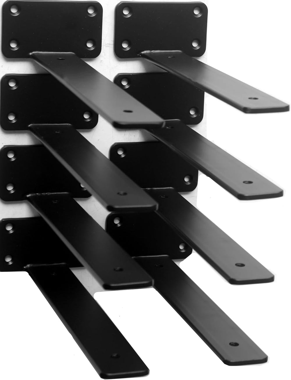 8 Pack - 9 inch Black Hidden L Shelf Bracket (1/5 Inch Thicked) Iron Floating...