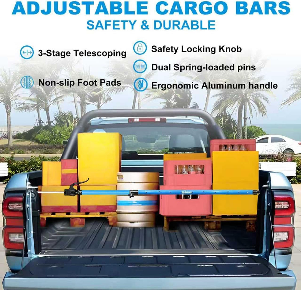 79 inch Heavy Duty Adjustable Cargo Bar,200LB Capacity,Non-Slip Truck Bed Div...