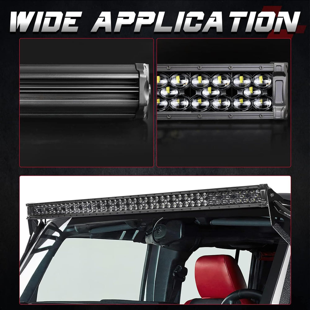 OFFROADTOWN 50 Inch 660W LED Light Bar with Wiring Harness and Black Cover