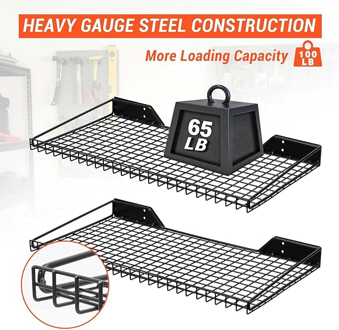 Wallmaster Garage Wall Shelf 2 Pack 23.6"x11.8" Wall Mount Heavy Du...
