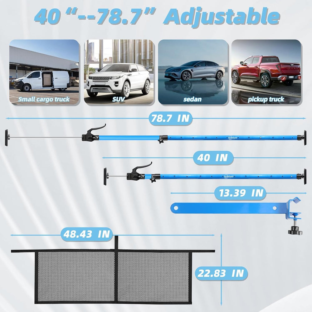 79 inch Heavy Duty Adjustable Cargo Bar,200LB Capacity,Non-Slip Truck Bed Div...