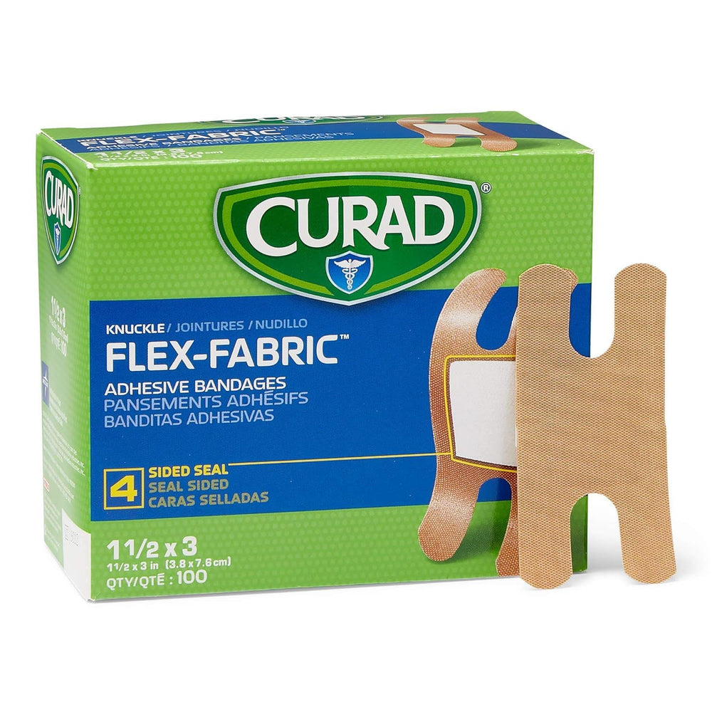 CURAD Flex-Fabric Adhesive Bandages, Knuckle, 100 CT, Pack of 3