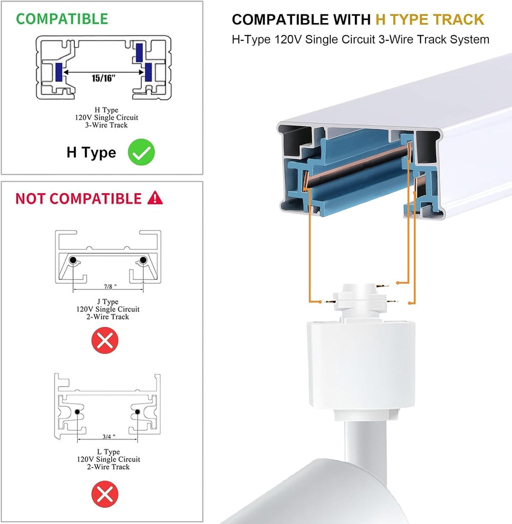 Plug in LED Track Lighting Kit H Type 3CCT 2PCS 10W White