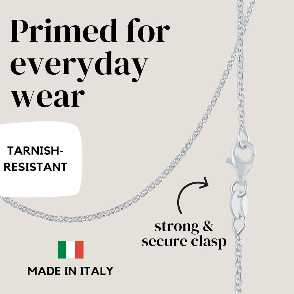 KISPER 925 Sterling Silver Cable Chain Necklace for Women 1.6mm Diamond Cut