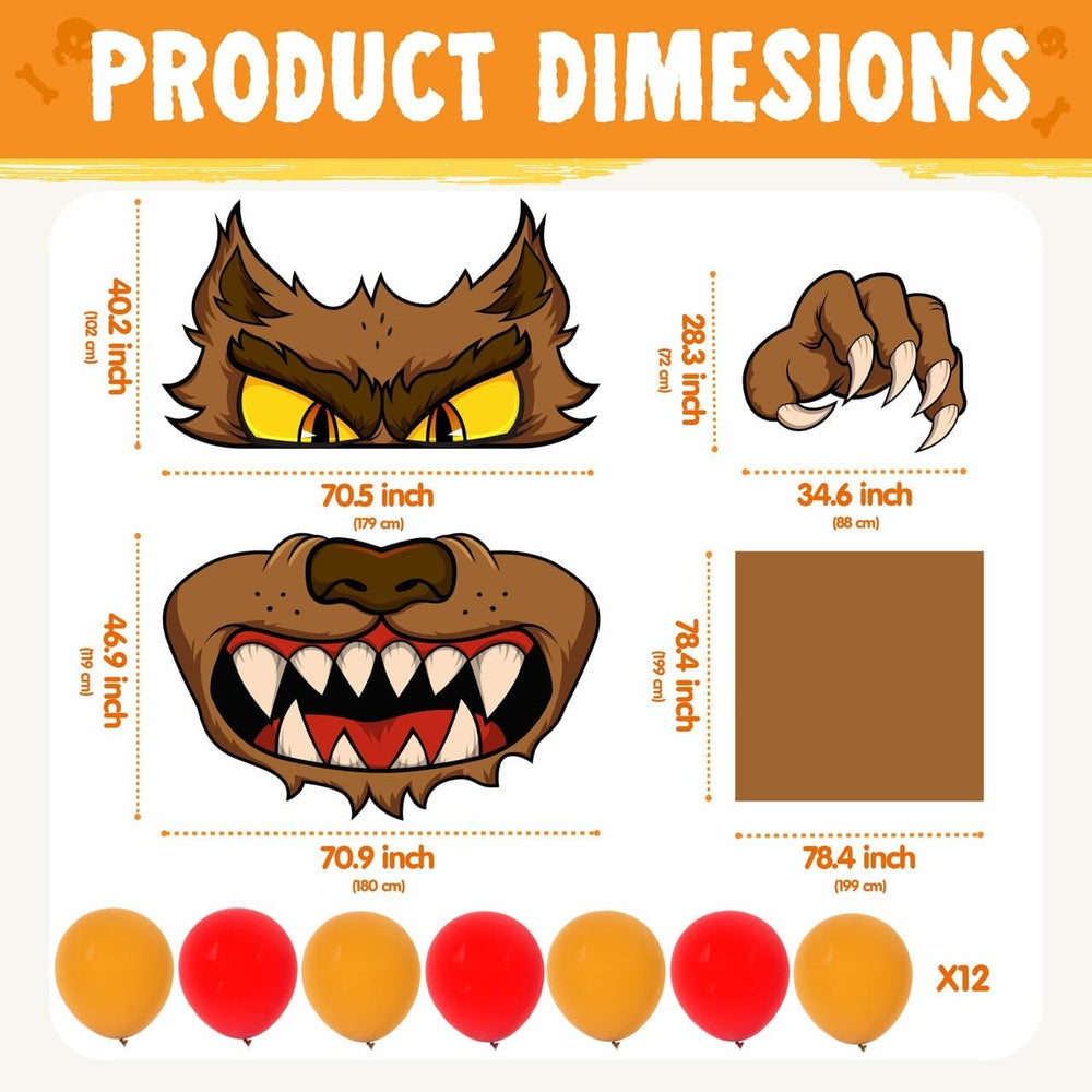 JOYIN Halloween Werewolf Trunk or Treat Car Decorations Kit for SUV, Vehicle ...