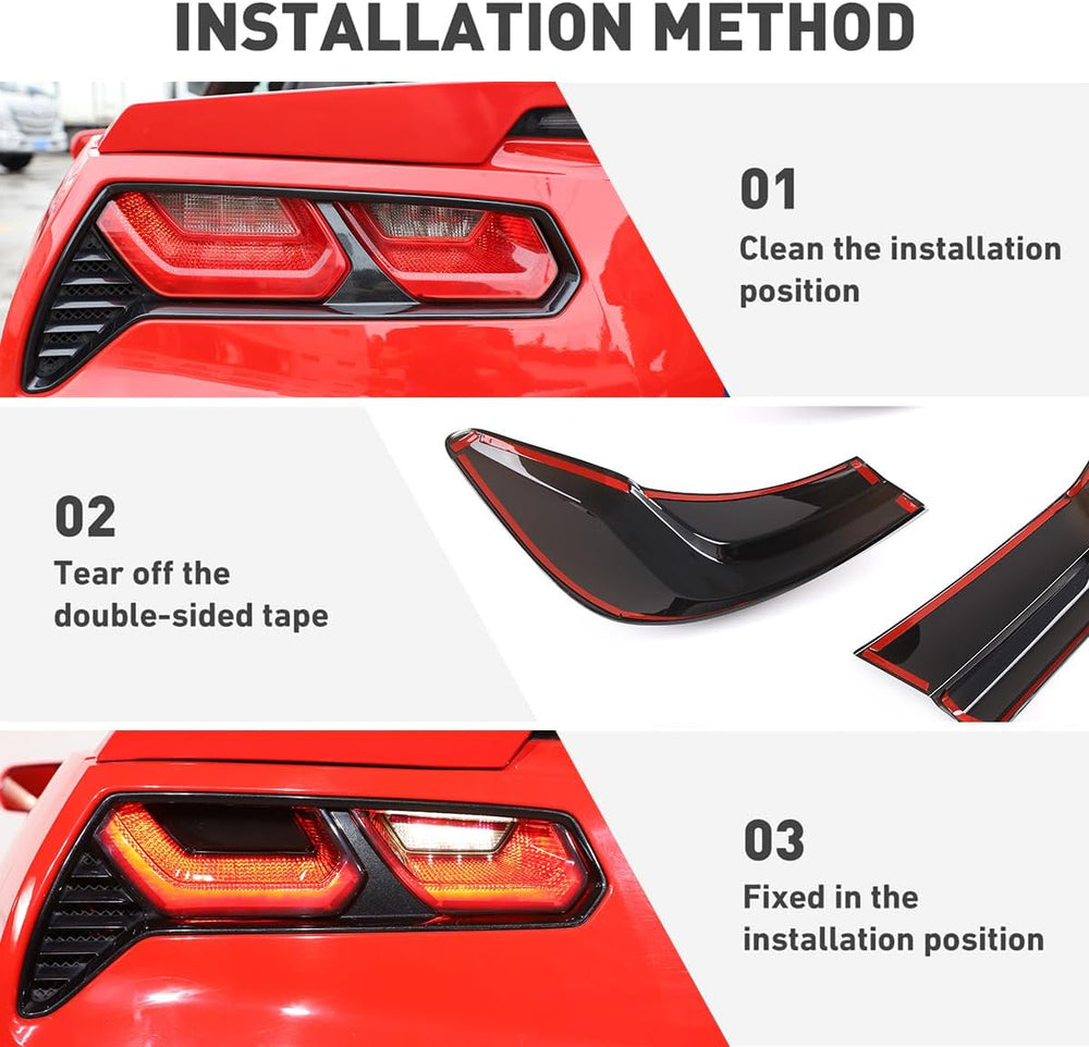 ABS Black Rear Tail Light Lens Taillight Kit Fit For Chevrolet Corvette C7 20...