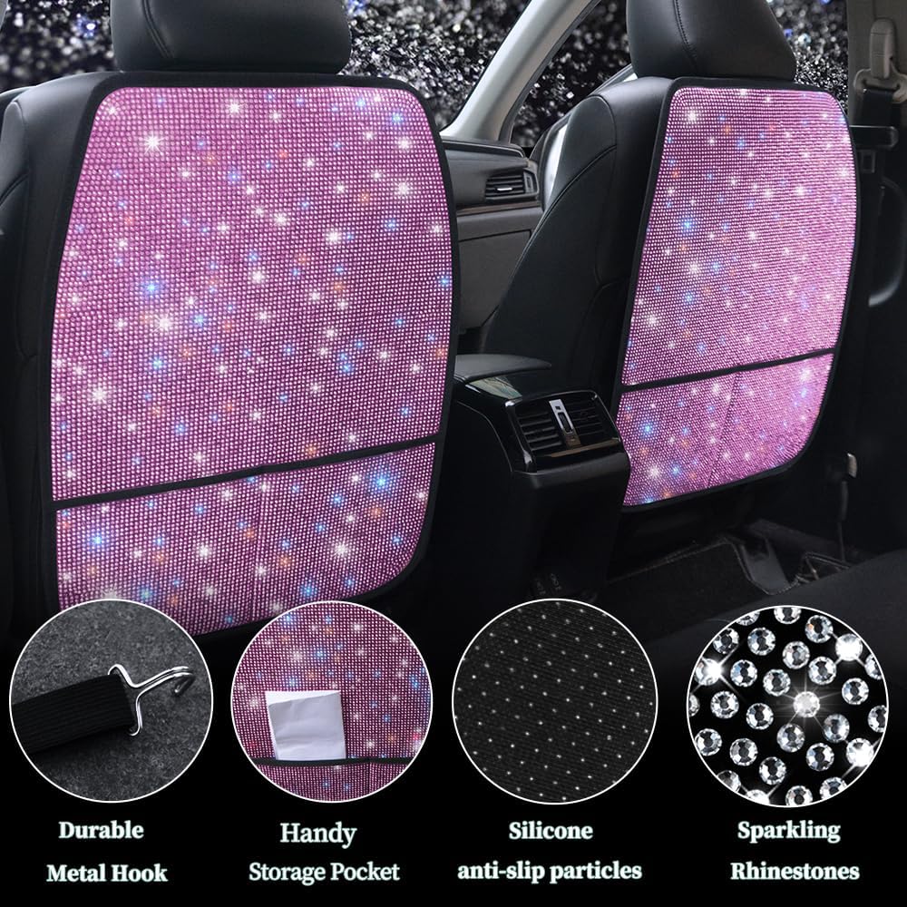 Bling Kick Mats for Car Seats with Pockets – Crystal Diamond Protectors for G...