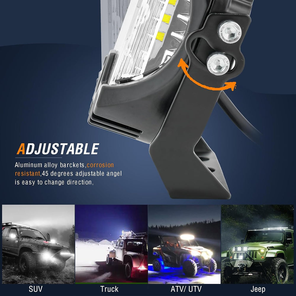 AUTOXBERT 5 Inch Round LED Offroad Lights, 50W Side Shooter Pods Spot Flood C...