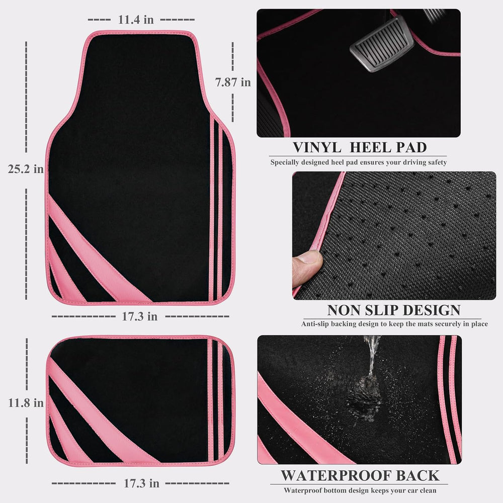 CAR PASS Car Seat Covers Full Set for Women Girls with Waterproof Car Floor M...