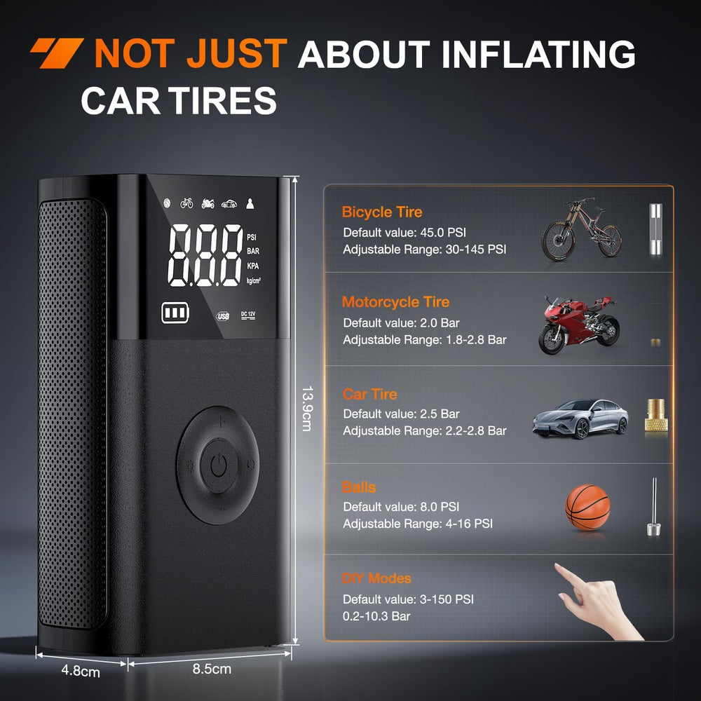 Nilight Rechargeable Cordless Tire Inflator 150PSI Auto Shutoff 2X Faster
