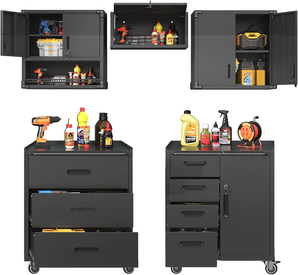Metal Tool Cabinet, Garage Storage Cabinet System, Wall Cabinet & Locking