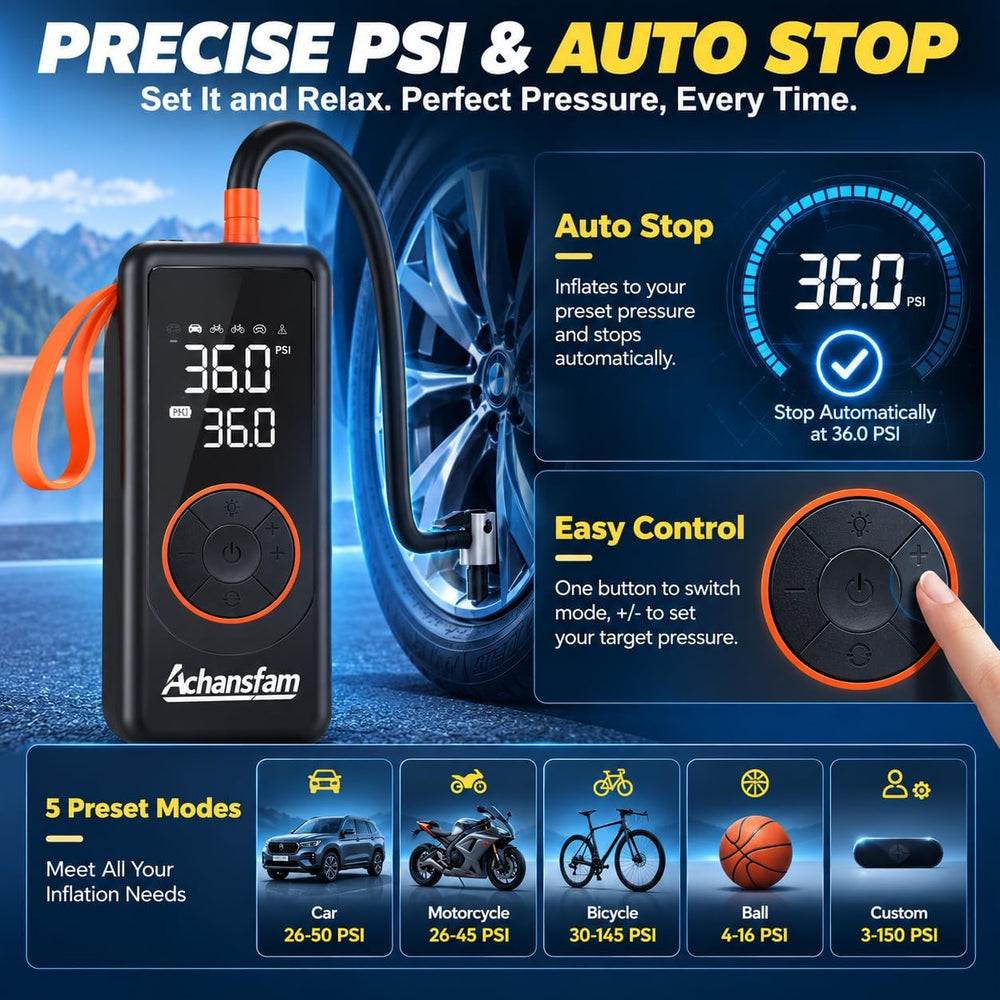Portable Air Compressor, 48s Fast Inflation, Cordless with Dual Power Supply,...